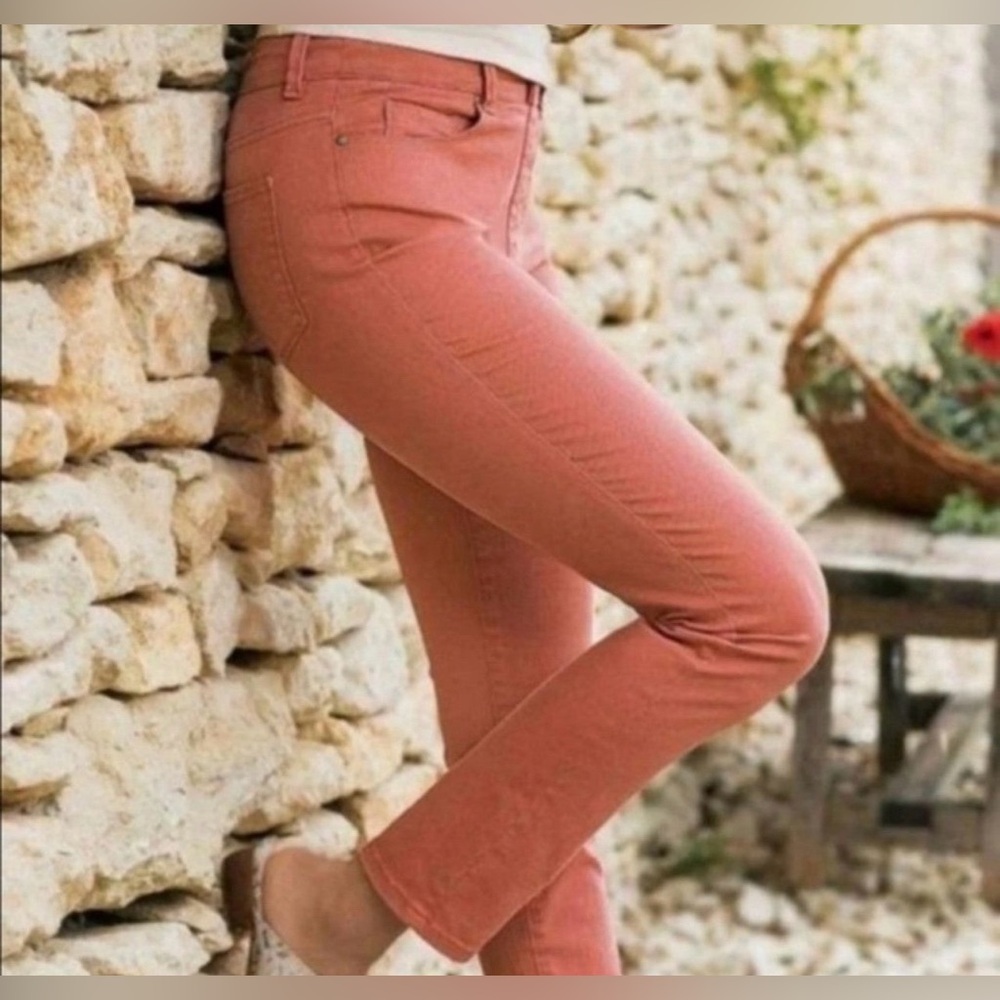 Soft Surroundings Stretch Denim Jeggings Pull On Straight Leg Small Petite Pink
